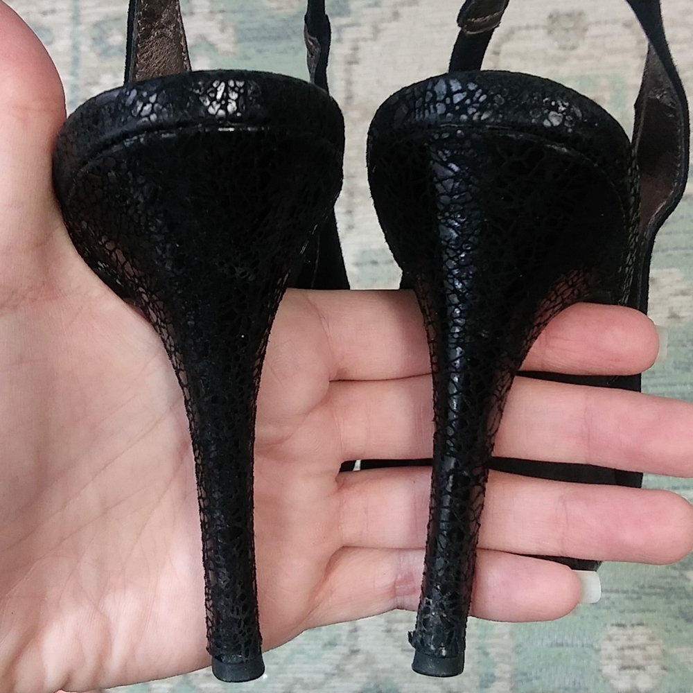 Moda Black Peep-Toe Platform Sling-Backs - image 4